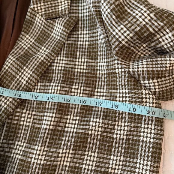 Urban Threads Womens Plaid Blazer Jacket Brown/White S - Picture 8 of 10
